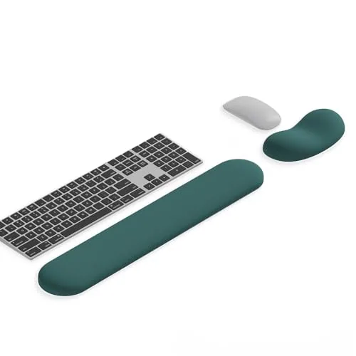 Luxe Leather Wrist Rest Set - Green wrist rest for keyboard and mouse
