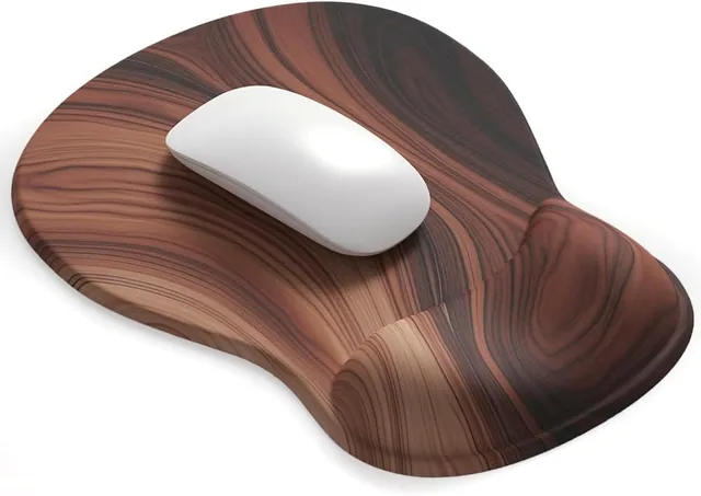 Art Series Gel Mouse Pad - Walnut Grain - Walnut Grain ergonomic mouse pad with wrist rest