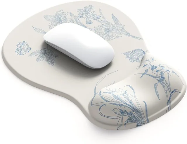 Art Series Gel Mouse Pad - Flora Bliss - Flora Bliss ergonomic mouse pad with wrist rest
