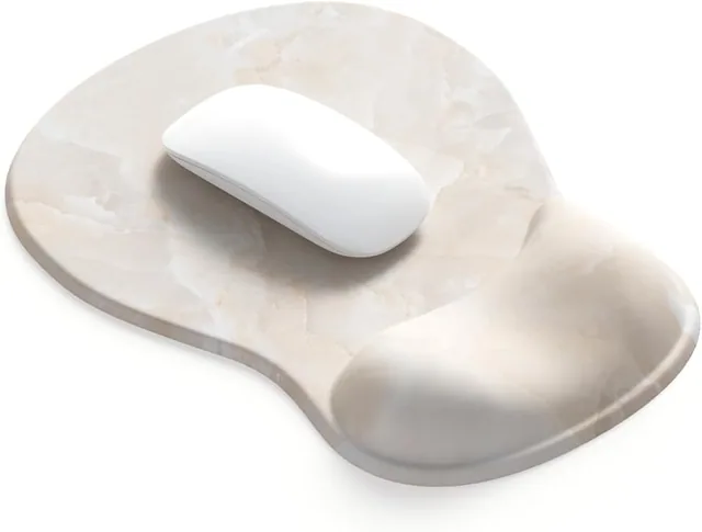 Art Series Gel Mouse Pad - Cream Marble - Cream Marble ergonomic mouse pad with wrist rest